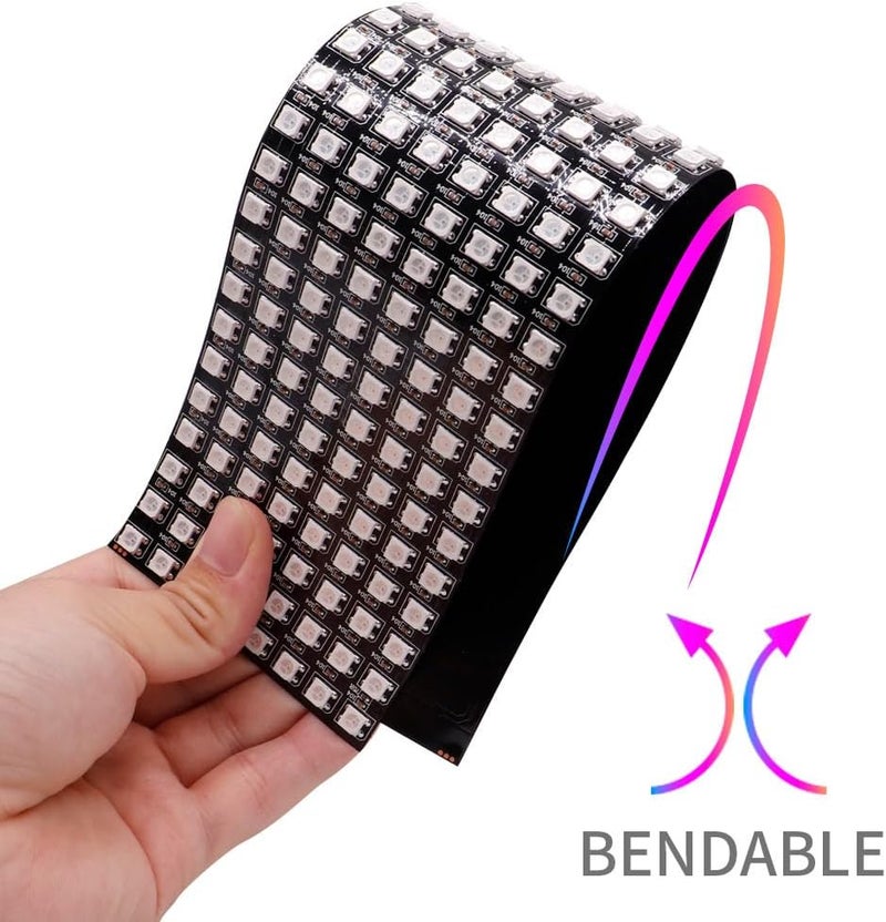 LOAMLIN WS2812B RGB LED Digital Flexible Individually Addressable Panel Light WS2812 8X8 16X16 8X32 LED Module Matrix Screen DC5V (2Pack 8X32 256Pixels) - Image 5